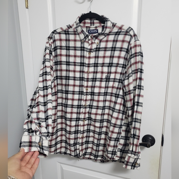 CHAPS Plaid Button Up Blouse Shirt - Picture 2 of 7